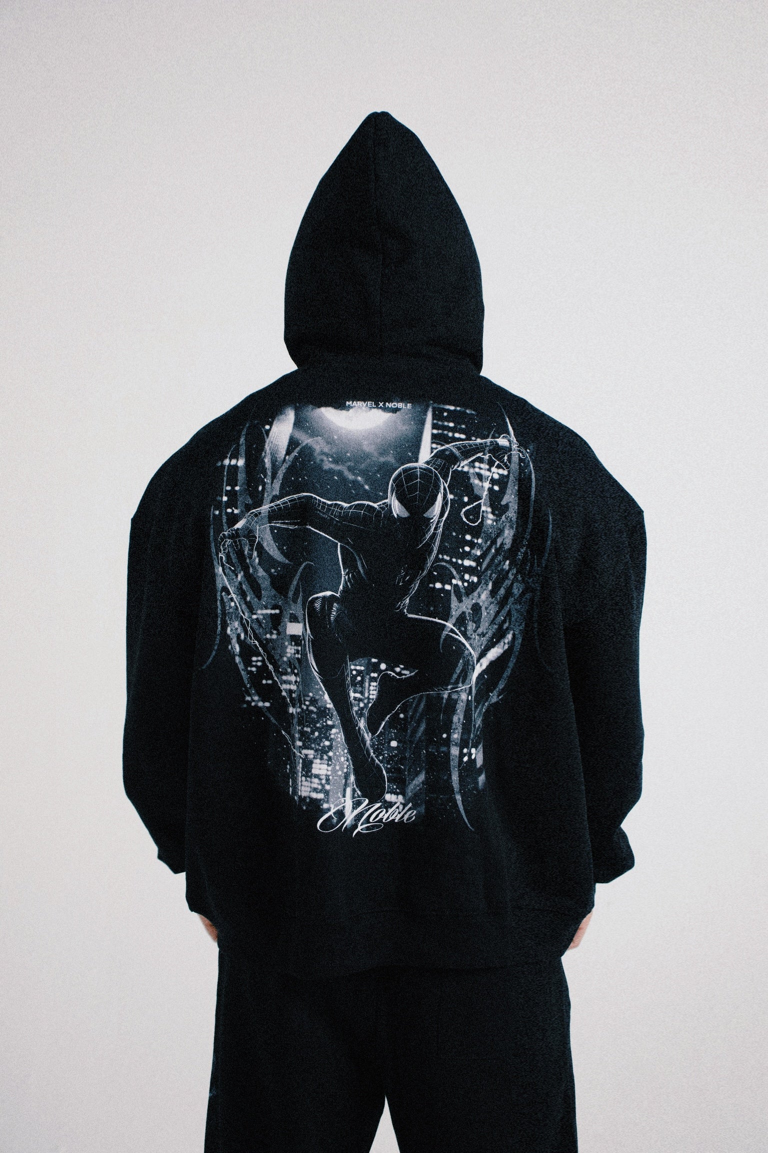B&W SPIDERMAN OVERSIZED HOODIE