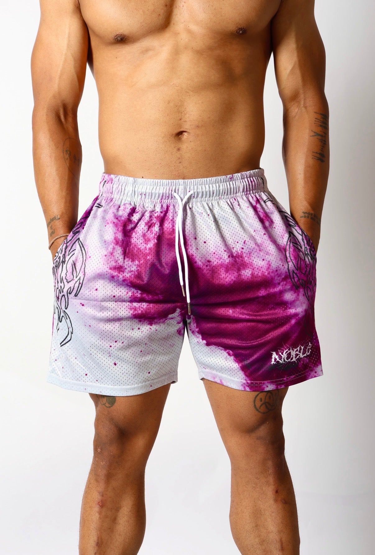 NEO GALAXY MESH SHORTS INVERSE (BLACK NEO TRIBAL) - noble