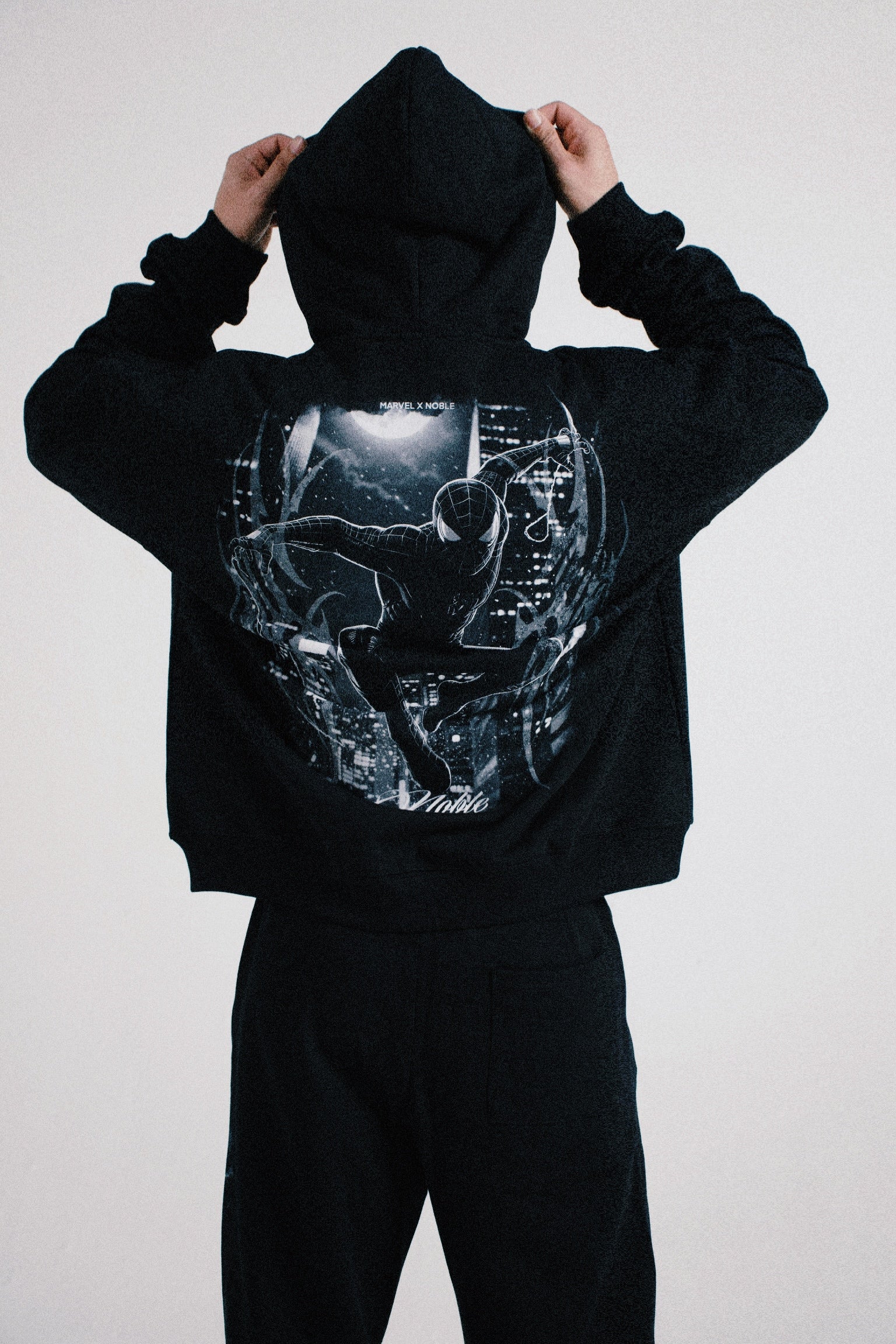 B&W SPIDERMAN OVERSIZED HOODIE