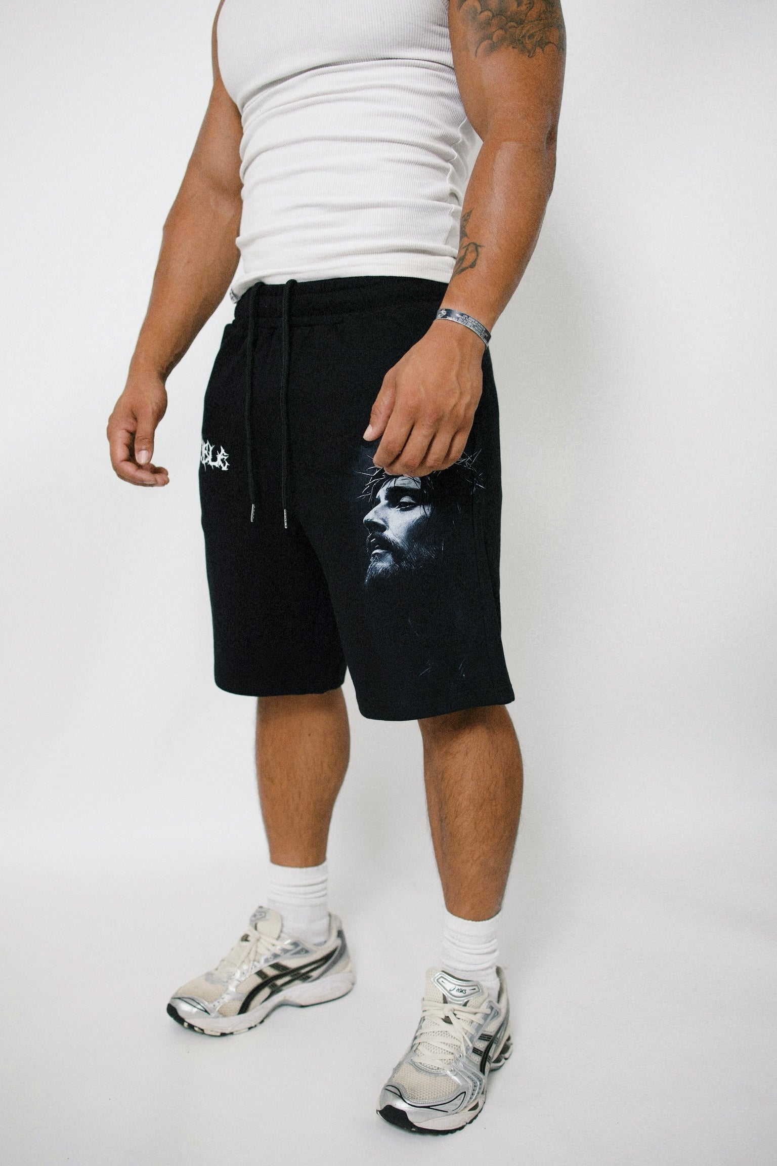 “JESUS LOVES” BAGGY SWEAT SHORTS