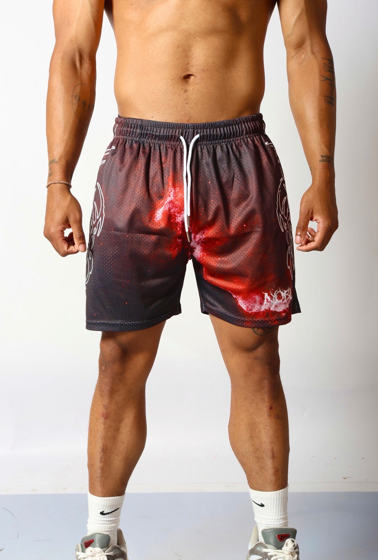 NEO GALAXY MESH SHORTS (WHITE NEO TRIBAL) - noble