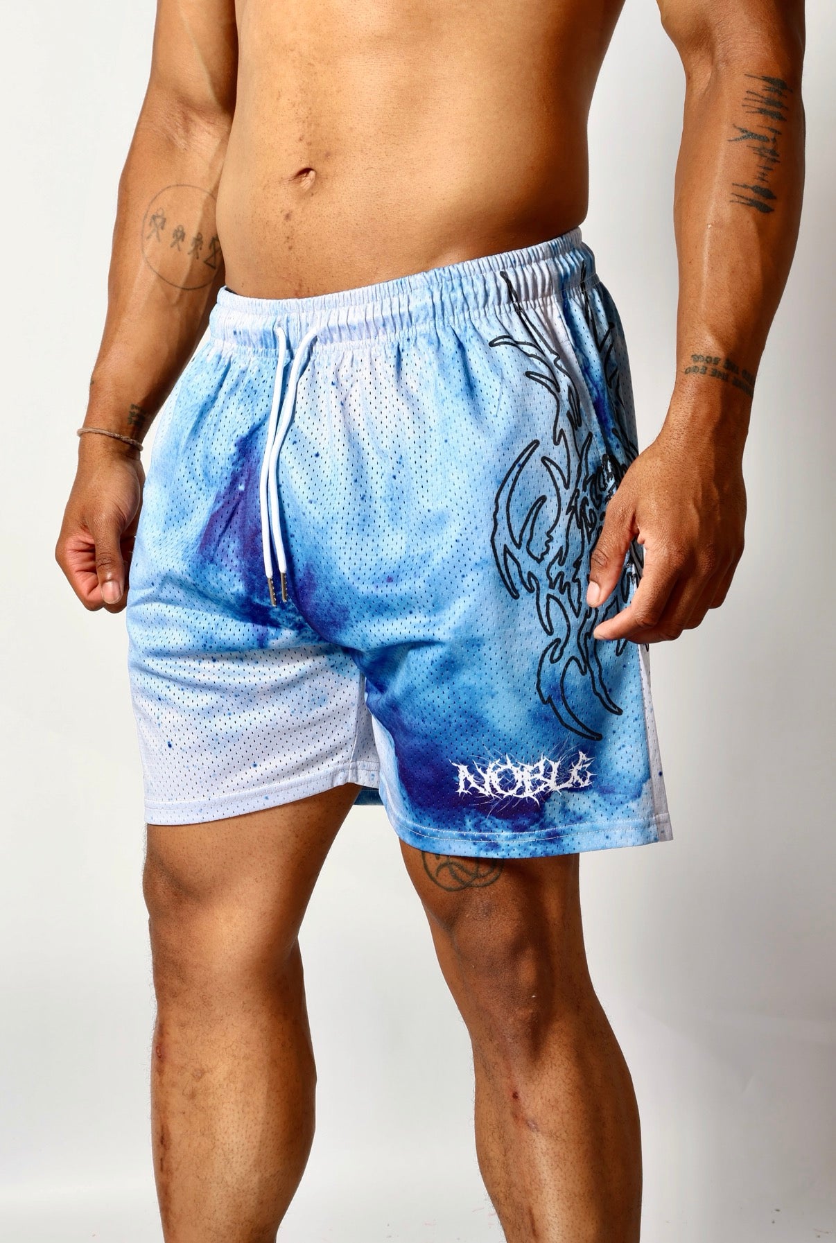 NEO GALAXY MESH SHORTS INVERSE (BLACK NEO TRIBAL) - noble