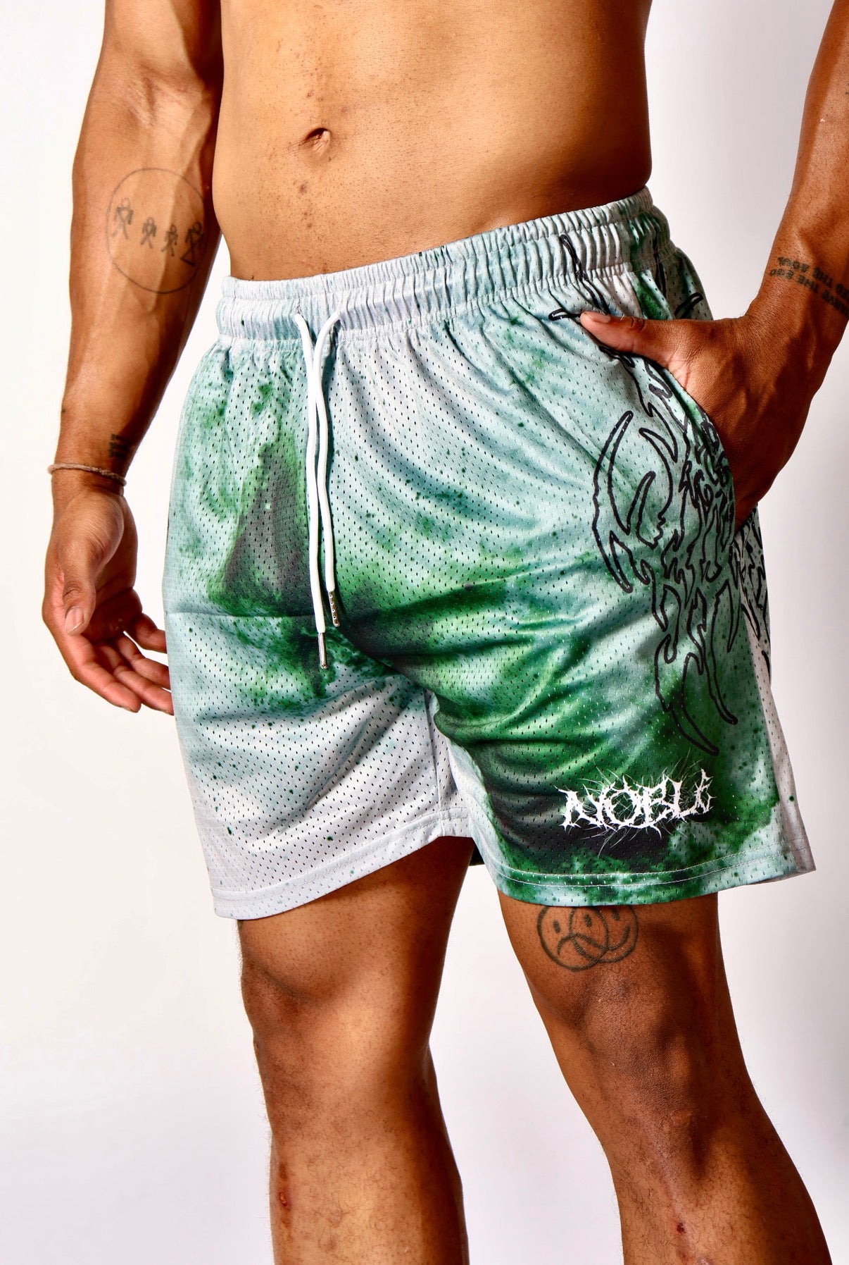 NEO GALAXY MESH SHORTS INVERSE (BLACK NEO TRIBAL) - noble