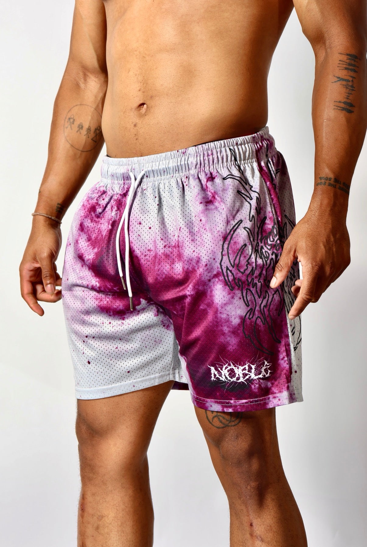 NEO GALAXY MESH SHORTS INVERSE (BLACK NEO TRIBAL) - noble