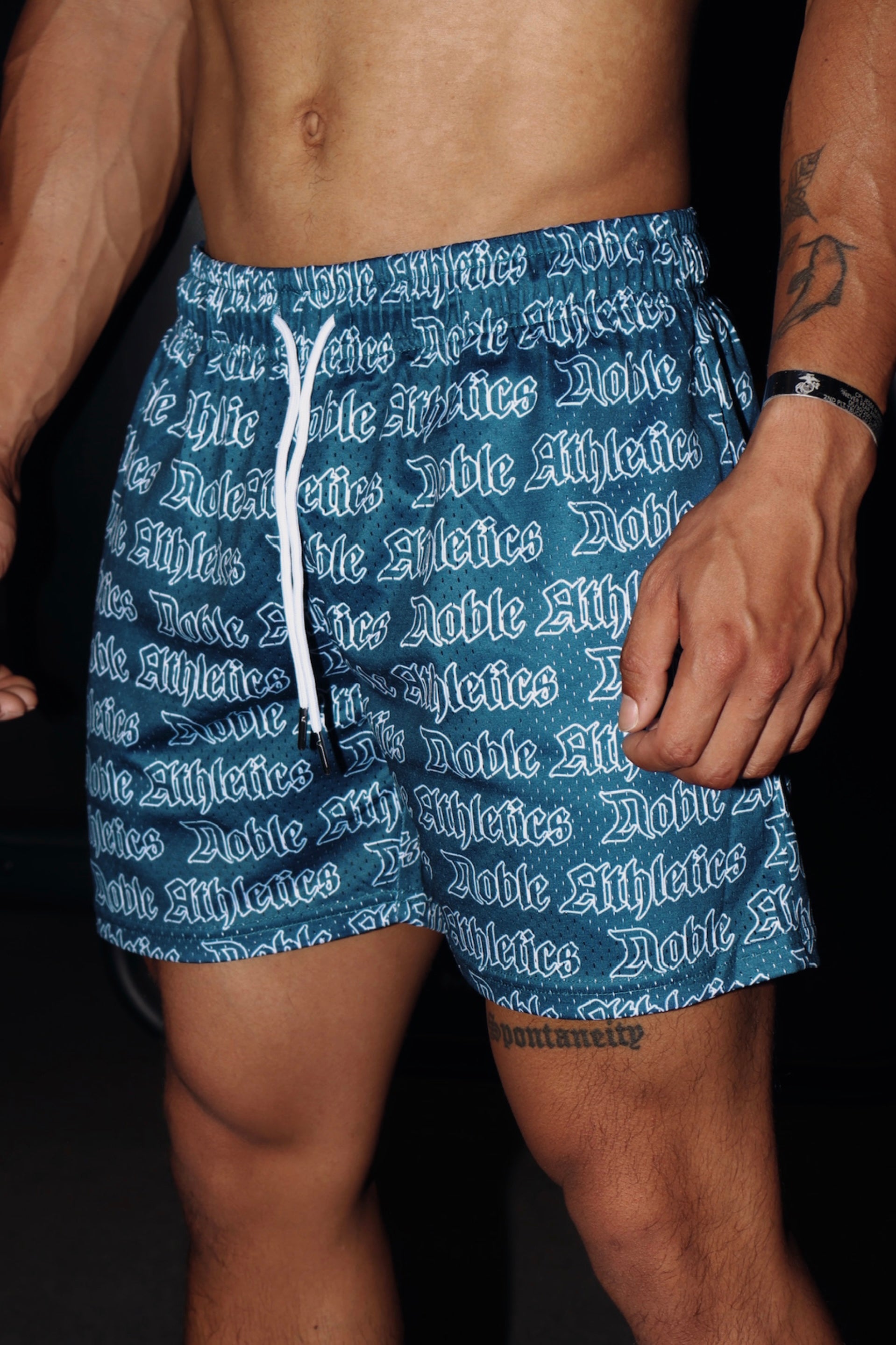 “CORE” MESH SHORTS - MILITARY BLUE/WHITE