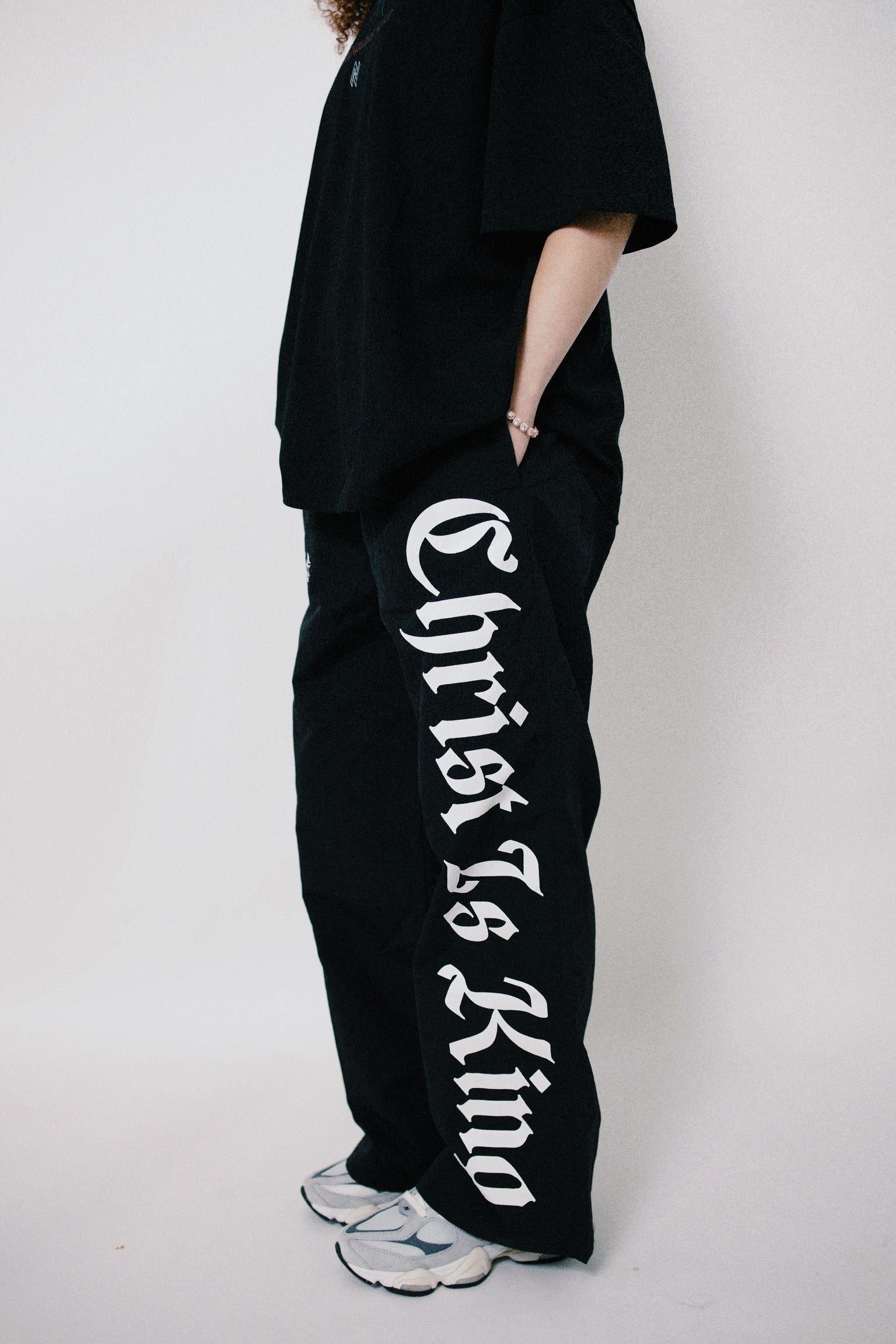 CHRIST IS KING BAGGY TRACK PANTS