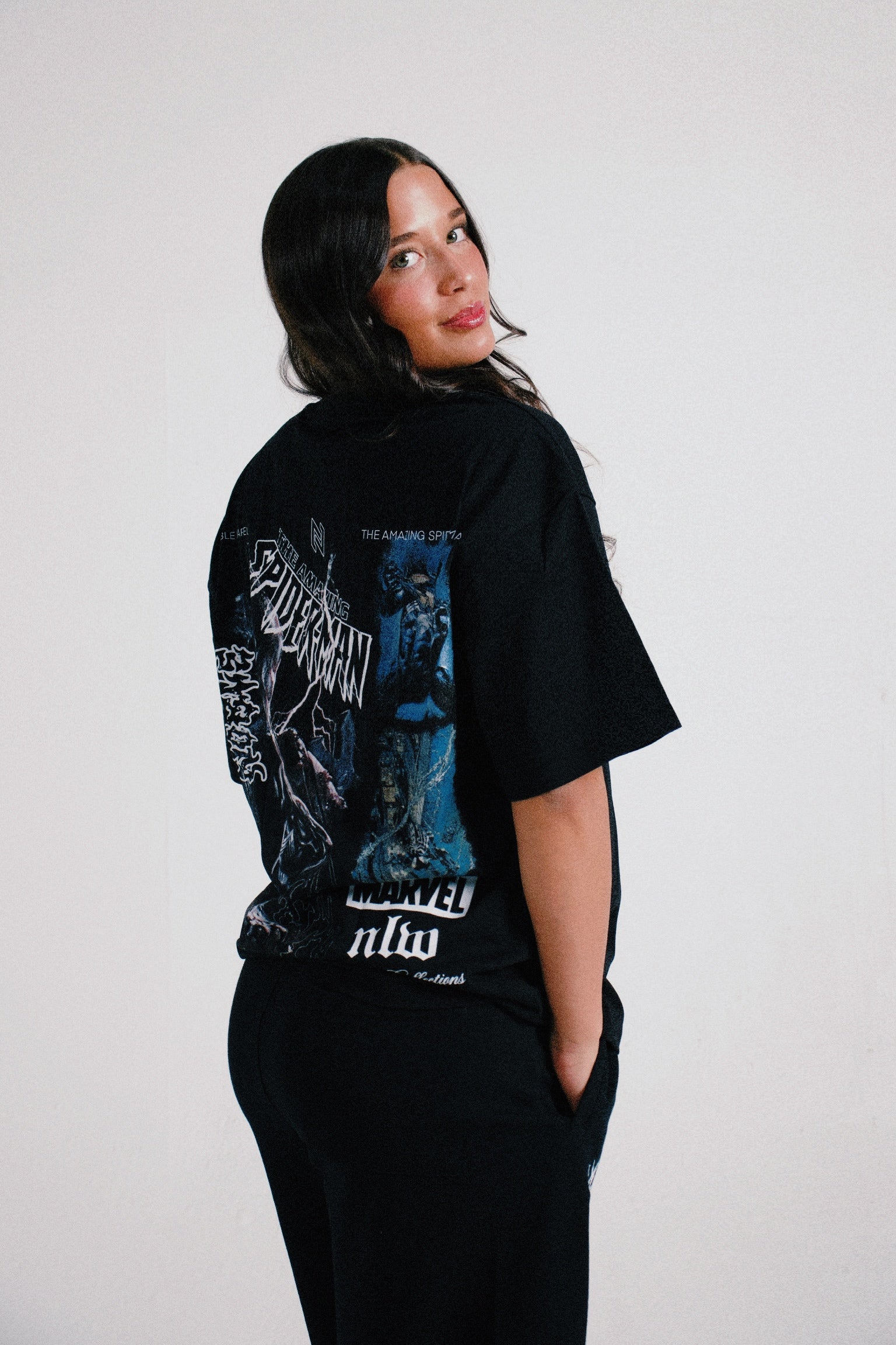 BLACK SYM SPIDEY OVERSIZED TEE