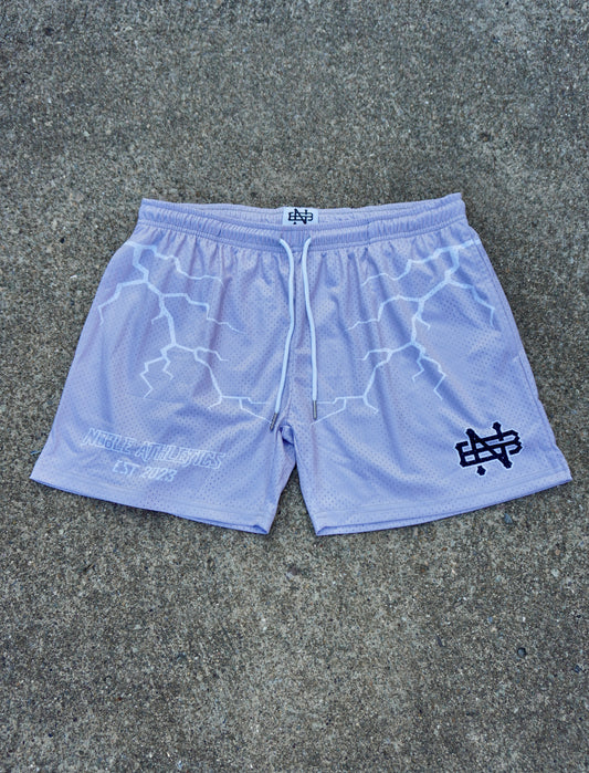 FLASH BOLT MESH SHORTS(LIGHT GREY)