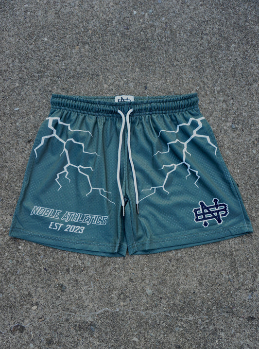 FLASH BOLT MESH SHORTS(FOREST GREEN)