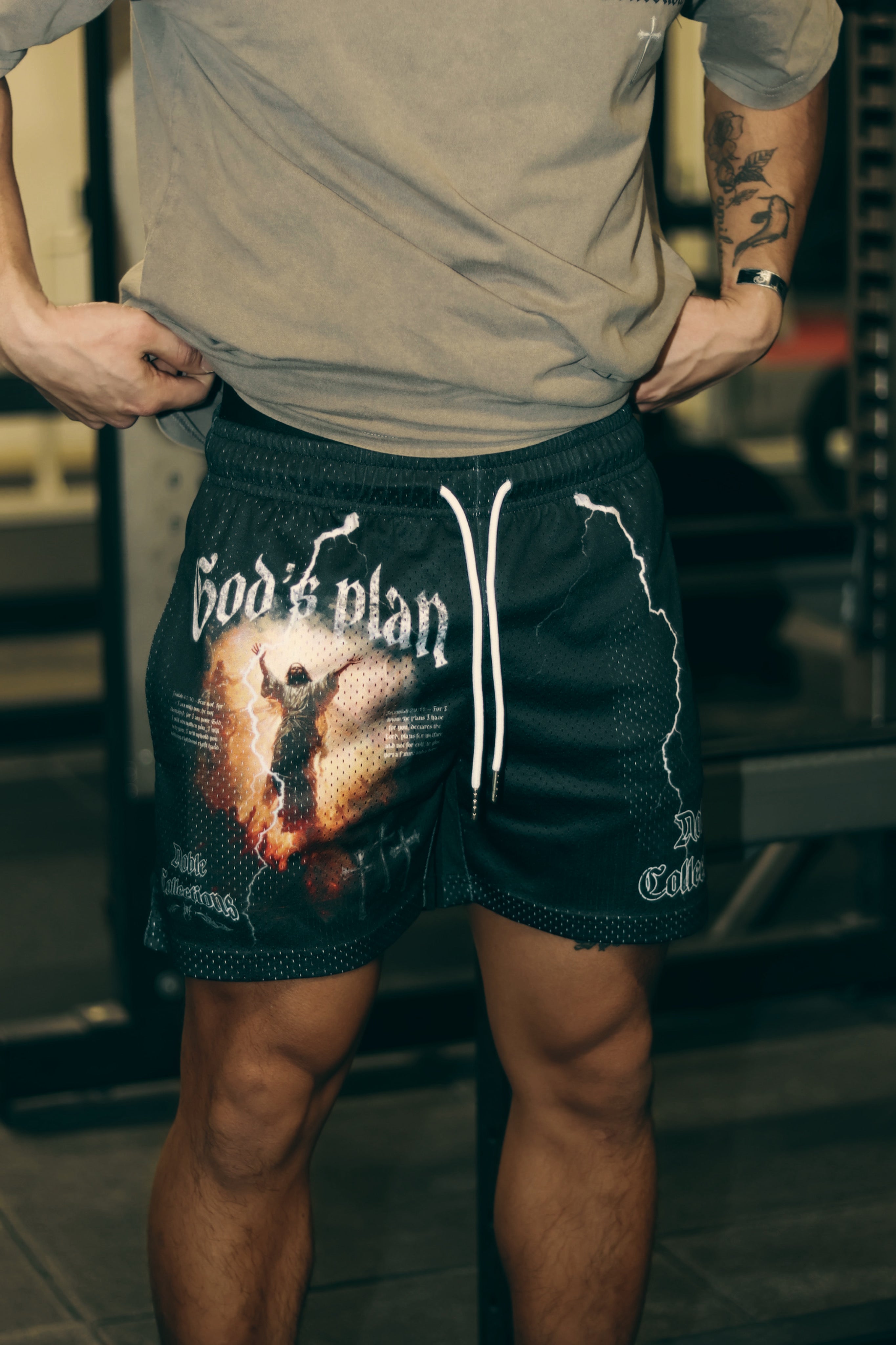 “GODS PLAN”MESH SHORTS BLACK