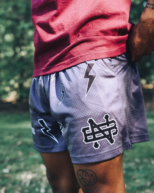 TRIP3L BOLT MESH SHORTS-GREY