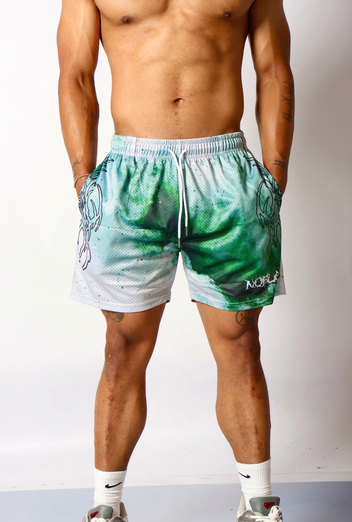 NEO GALAXY MESH SHORTS INVERSE (BLACK NEO TRIBAL) - noble