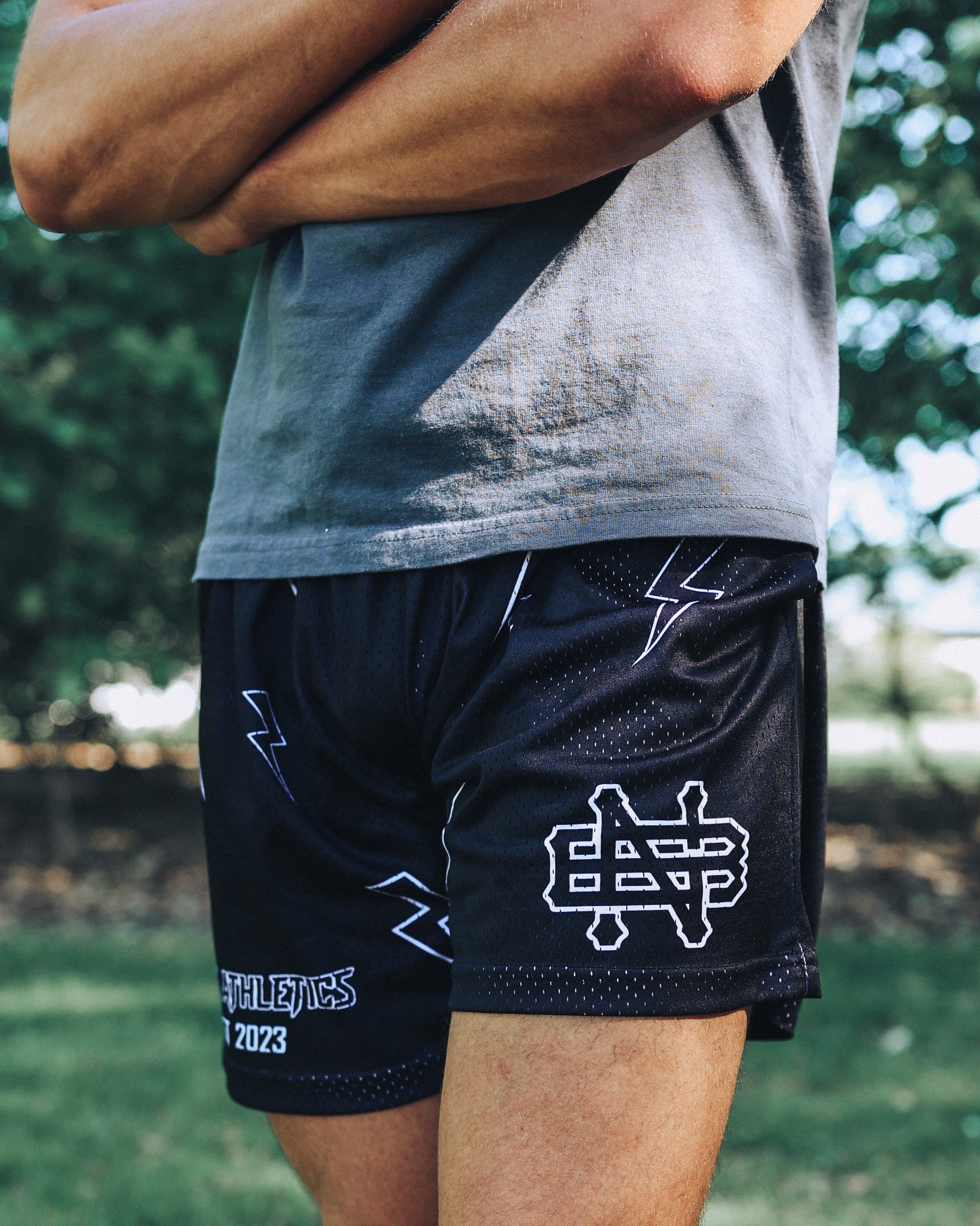 TRIP3L BOLT MESH SHORTS-BLACK