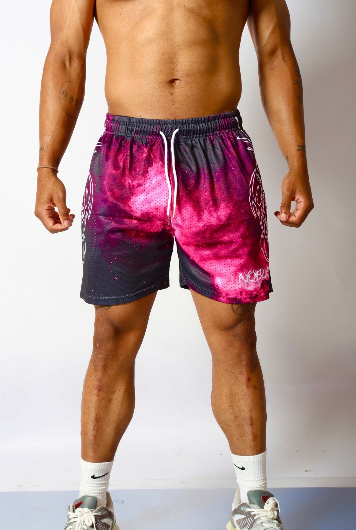 NEO GALAXY MESH SHORTS (WHITE NEO TRIBAL) - noble