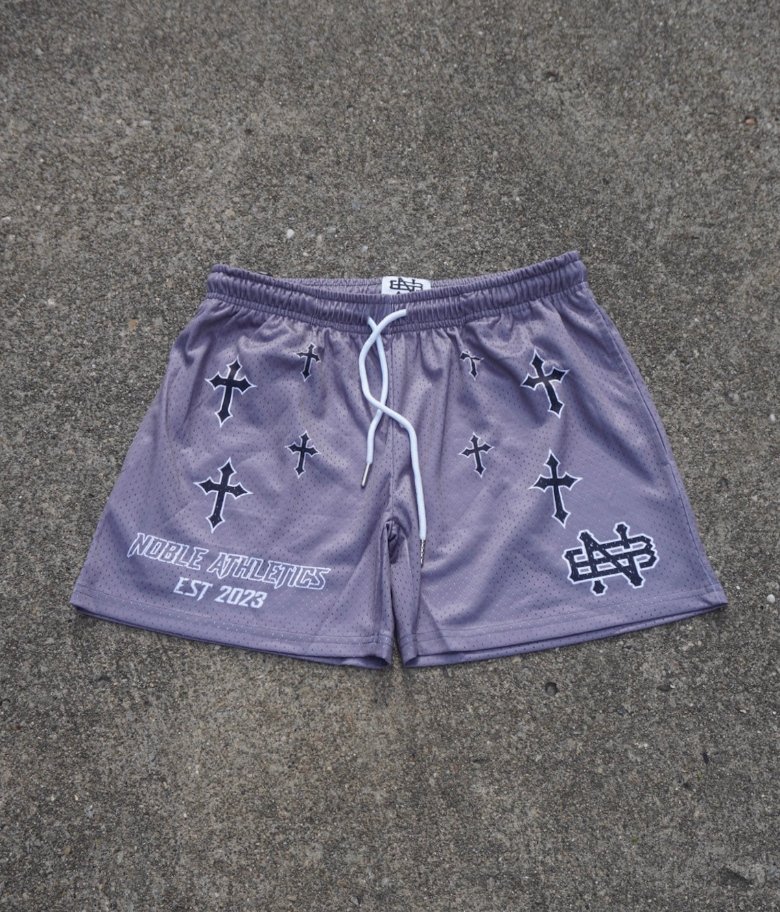 SACRED CROSS MESH SHORTS (GREY)