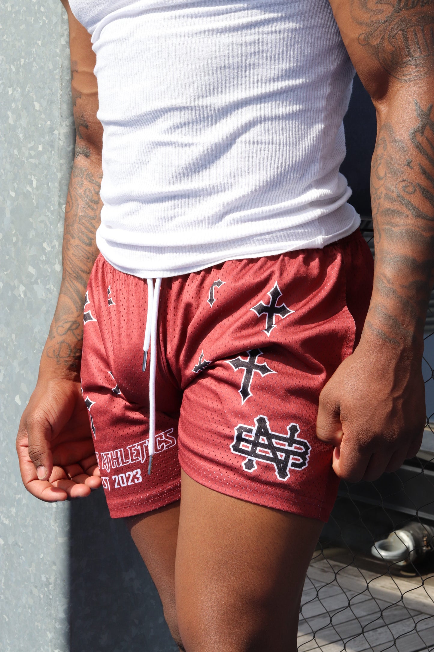 SACRED CROSS MESH SHORTS (TIGERS BLOOD)