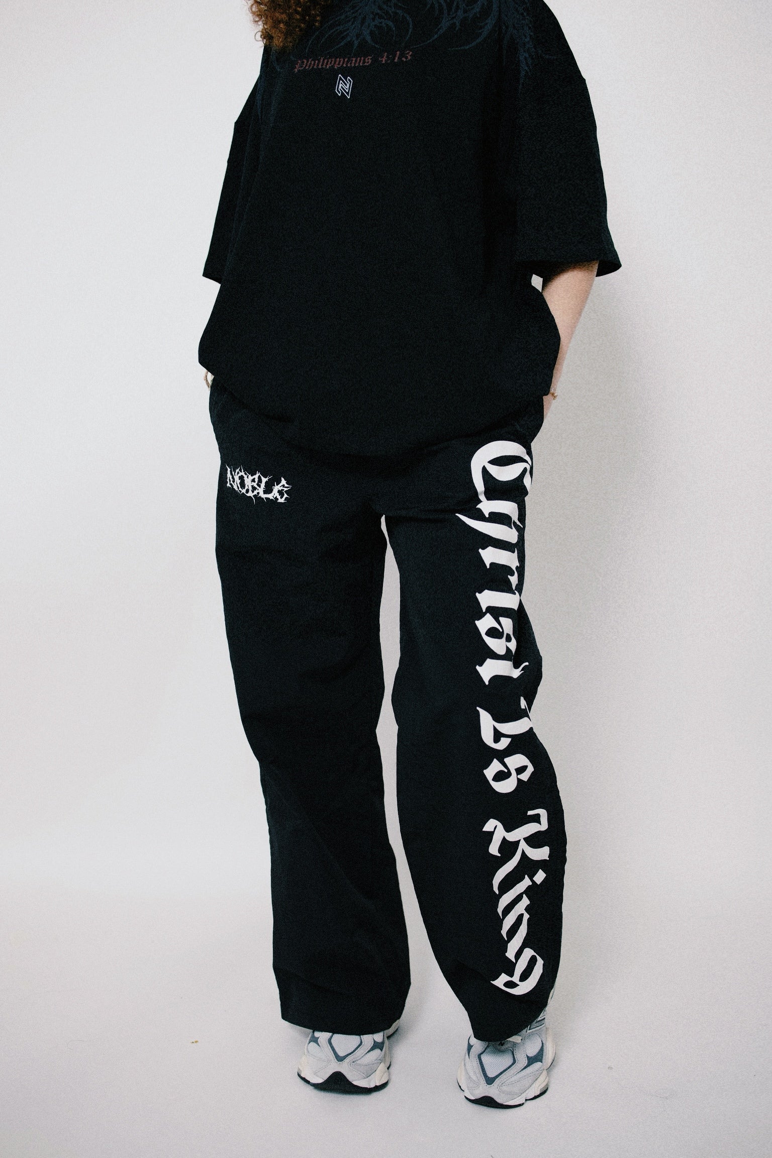 CHRIST IS KING BAGGY TRACK PANTS