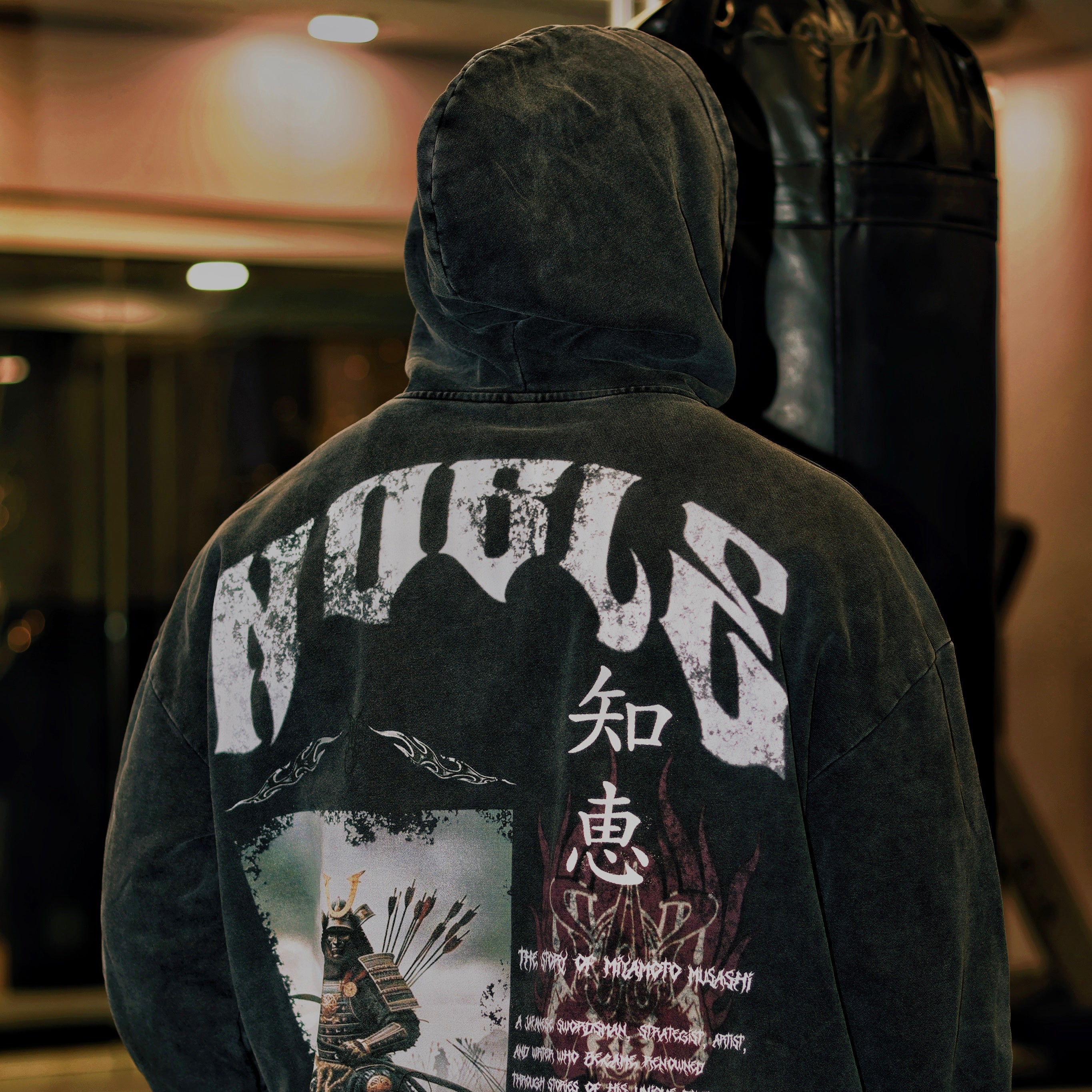 MUSASHI ACID WASH OVERSIZED HOODIE-BLACK