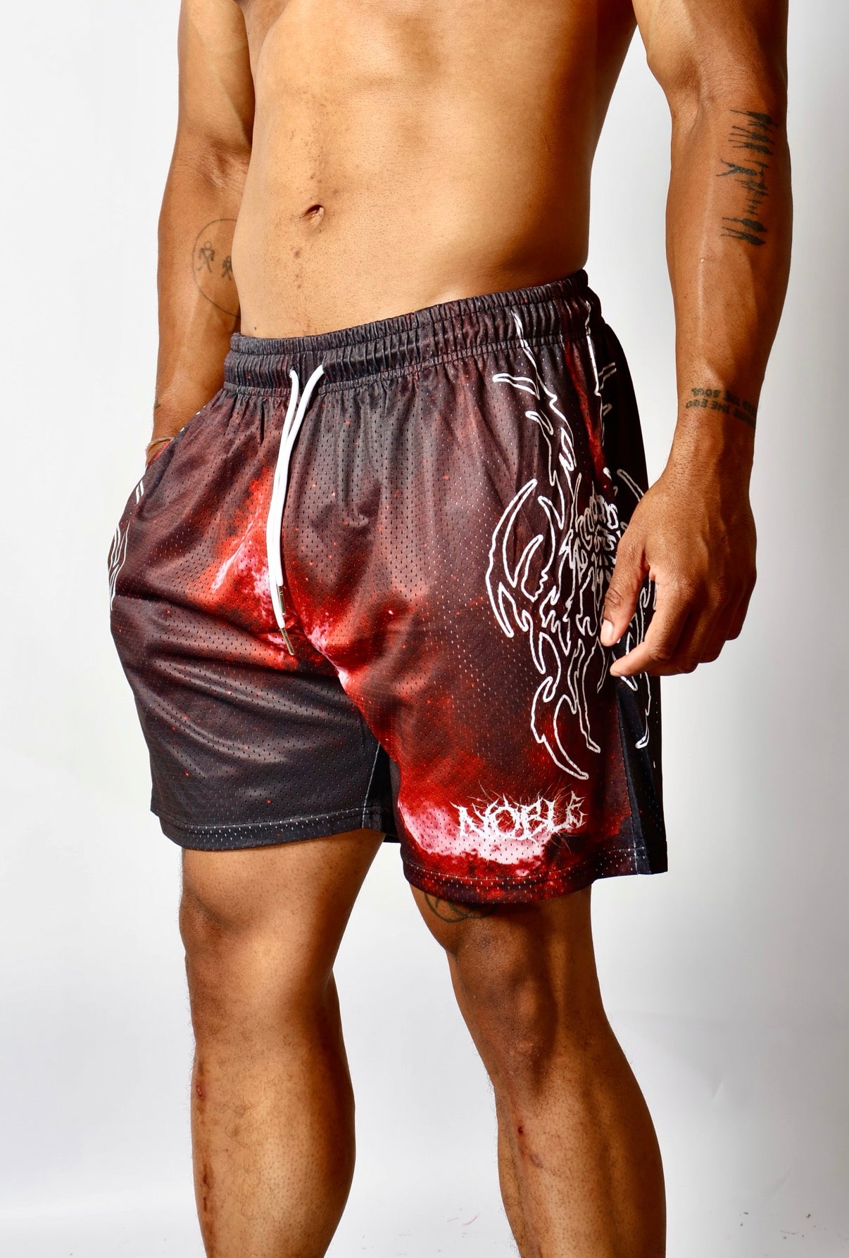 NEO GALAXY MESH SHORTS (WHITE NEO TRIBAL) - noble