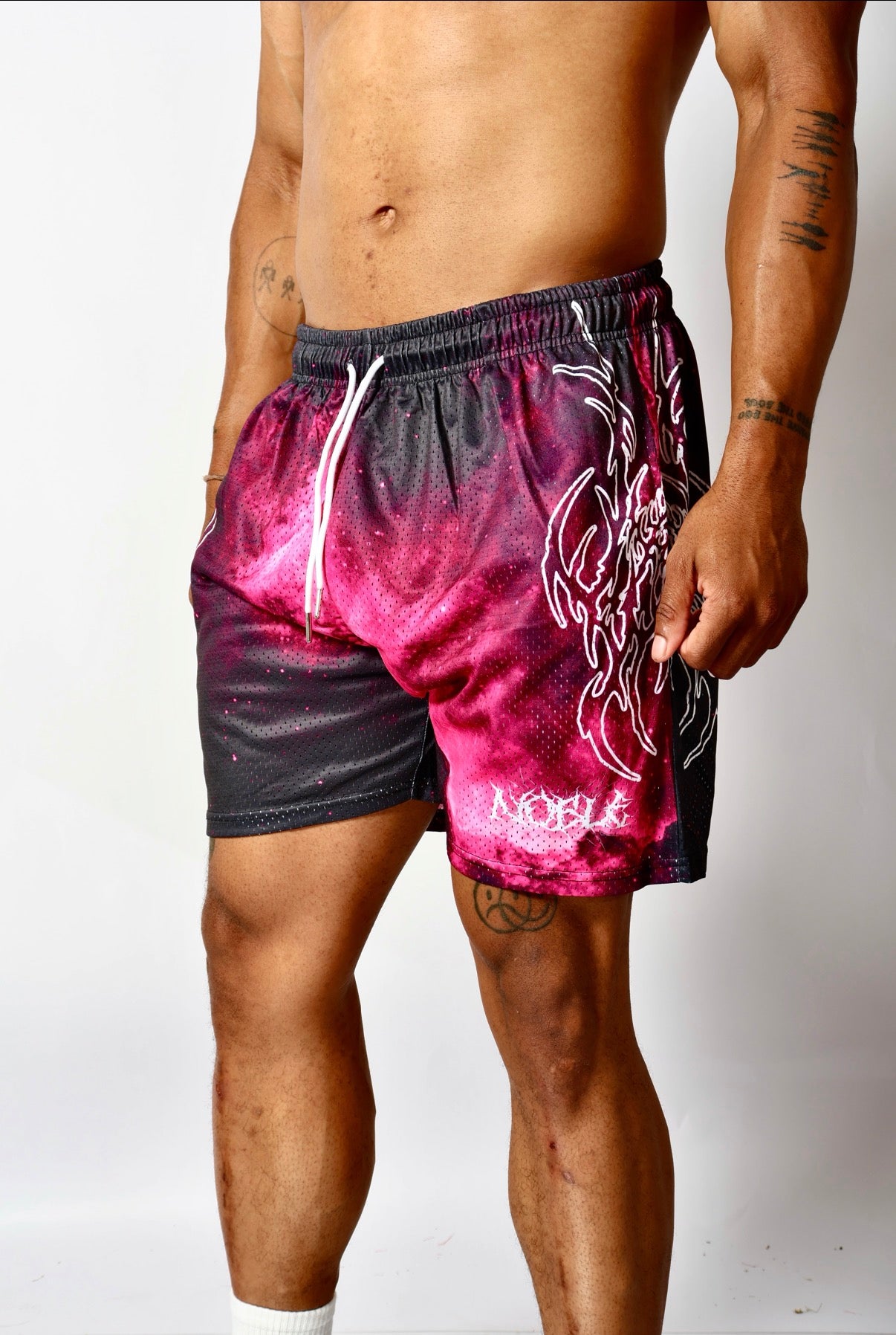 NEO GALAXY MESH SHORTS (WHITE NEO TRIBAL) - noble